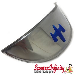 Headlight Peak Cap (Chrome, with Blue Trim) / Large Type (Vespa Universal Fitment)