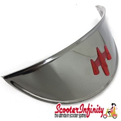 Headlight Peak Cap (Chrome, with Red Trim) / Small Type (Vespa / Lambretta Universal Fitment)