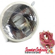 Headlight Unit ELMA (Round, Real Glass Lens) (Vespa PX80-200/PE/Lusso /`98)