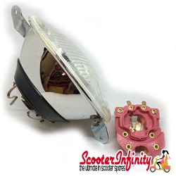 Headlight Unit ELMA (Round, Real Glass Lens) (Vespa PX80-200/PE/Lusso /`98)