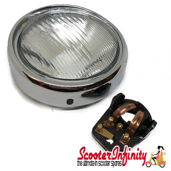 Headlight Unit (Real Glass, w/o bulbs, incl. headlamp rim) (Vespa 125 VNB3-6/150 VBA/VBB/VGLA-B/GS VS5/160 GS) Headlight Unit (Real Glass, w/o bulbs, incl. headlamp rim) (Vespa 125 VNB3-6/150 VBA/VBB/VGLA-B/GS VS5/160 GS)