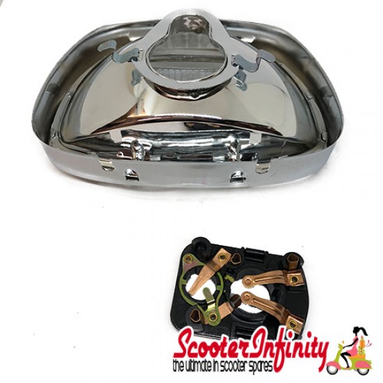 Headlight Unit (Real Glass, w/o bulbs, incl. headlamp rim) (Vespa 125 GT/150 GL/Sprint/180 SS)