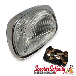 Headlight Unit (Real Glass, w/o bulbs, incl. headlamp rim) (Vespa 125 GT/150 GL/Sprint/180 SS)