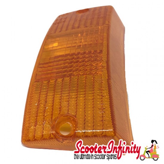 Indicator Lens Front, Left PIAGGIO (Amber) (Vespa PX80-200/PE/Lusso/T5)