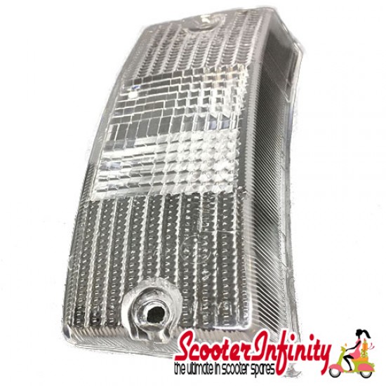 Indicator Lens Front, Left PIAGGIO (Clear) (Vespa PX80-200/PE/Lusso/T5)