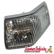 Indicator Rear R/S PIAGGIO (clear, chrome surround) (Vespa PX80-200/PE/Lusso/T5)