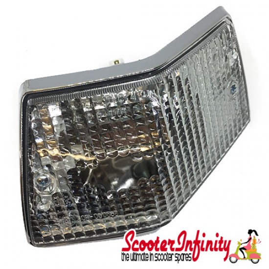 Indicator Kit PIAGGIO (clear, chrome surround, front & rear, includes bulbs) (Vespa PX80-200/PE/Lusso/T5)