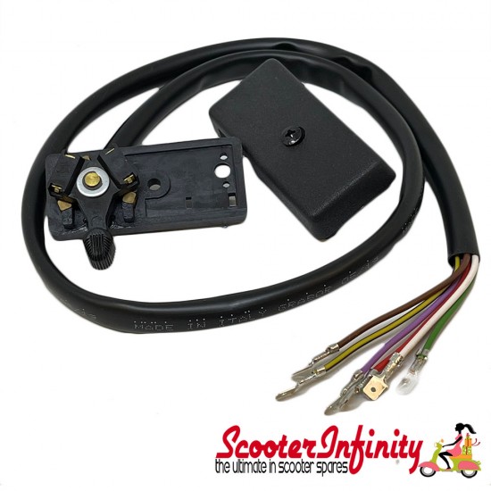 Indicator Switch (Black, 6 Wires) (Vespa P125X/_PX125E-> 100049/_P150X ->410580/_P200E -> 137653)