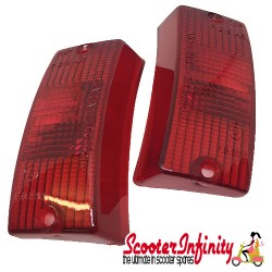 Indicator Lens Kit BOSATTA (Front, Red, Pair) (Vespa  PX80-200/PE/Lusso/T5)