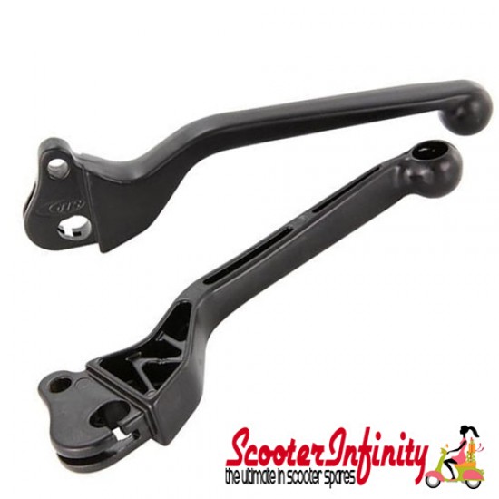Levers SIP Sport (Black, 145 mm, 2 pcs) (Vespa 50-125/PV/ET3/PK/S/XL/125 VNA_TS/150VBA-T4/160 GS/180 SS/Rally/PX80-200/PE/Lusso)