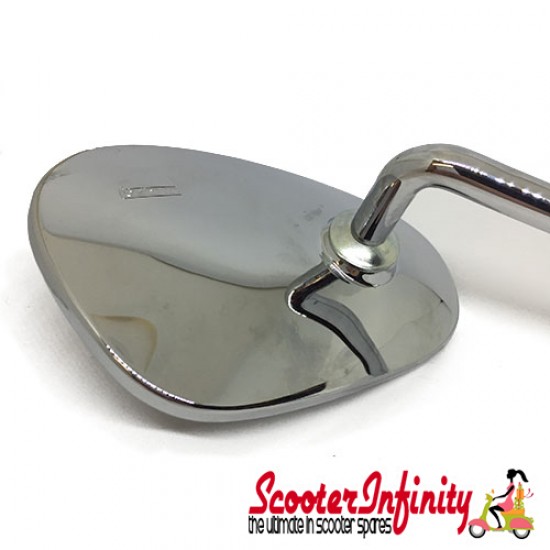 Mirror Standard BUMM right (kidney shape, 100x75 mm chrome, stem length 280mm) (All Classic Vespa Models) (Vespa PX (NOT DISC), T5 Classic) Mirror Standard BUMM right (kidney shape, 100x75 mm chrome, stem length 280mm) (All Classic Vespa Models) (Vespa PX (NOT DISC), T5 Classic)