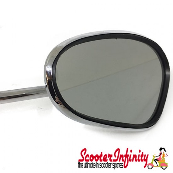 Mirror Standard BUMM right (kidney shape, 100x75 mm chrome, stem length 280mm) (All Classic Vespa Models) (Vespa PX (NOT DISC), T5 Classic) Mirror Standard BUMM right (kidney shape, 100x75 mm chrome, stem length 280mm) (All Classic Vespa Models) (Vespa PX (NOT DISC), T5 Classic)