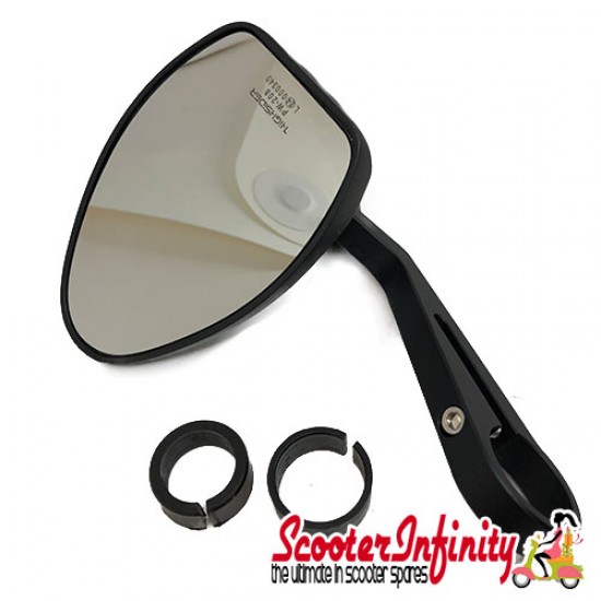 Mirror Handlebar End FERRARA 2 (1 piece, right or left, black, aluminium) (Vespa GTS/GTS Super/GTV /GT 60/GT/GT L)