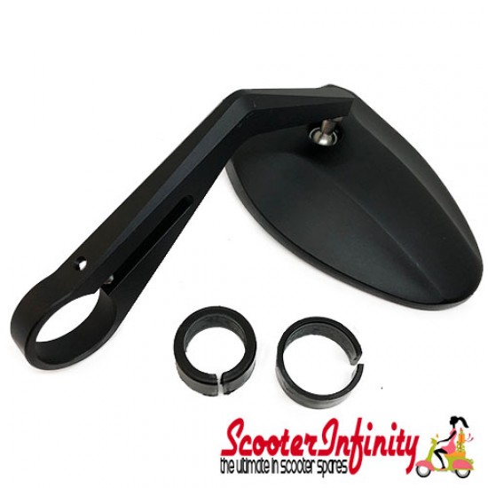 Mirror Handlebar End FERRARA 2 (1 piece, right or left, black, aluminium) (Vespa GTS/GTS Super/GTV /GT 60/GT/GT L)