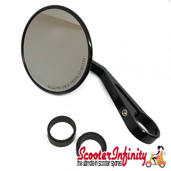 Mirror Handlebar End MONTANA (1 piece, right or left, round,  black, aluminium) (Vespa  ET/LX/LXV/S/GTS/GTS Super/GTV /GT 60/GT/GT L)