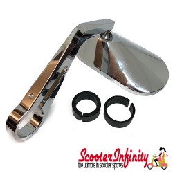 Mirror Handlebar End AGILA (1 piece, right or left, oval,  chrome, aluminium) (Vespa GTS/GTS Super/GTV /GT 60/GT/GT L)
