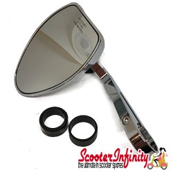 Mirror Handlebar End FERRARA 2 (1 piece, right or left, chrome, aluminium) (Vespa  ET/LX/LXV/S/GTS/GTS Super/GTV /GT 60/GT/GT L)