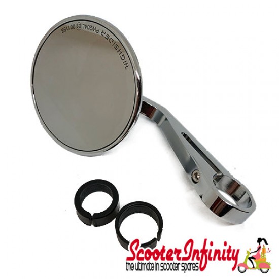 Mirror Handlebar End MONTANA (1 piece, right or left, round,  chrome, aluminium) (Vespa  ET/LX/LXV/S/GTS/GTS Super/GTV /GT 60/GT/GT L)