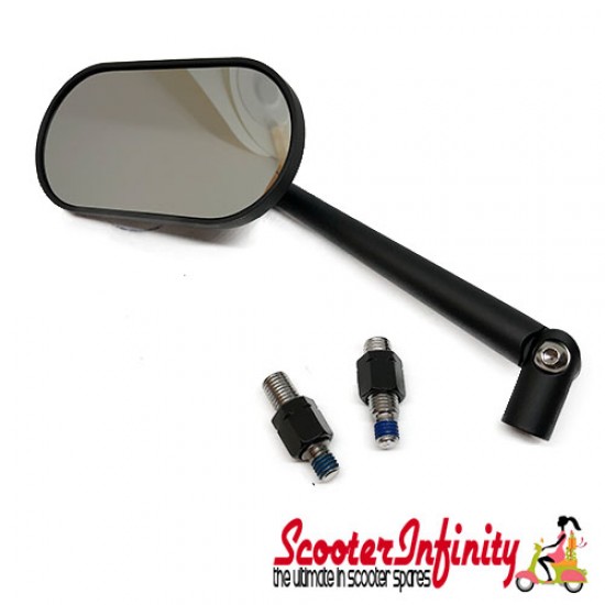 Mirror AGILA (1 piece, right or left, oval, black) (Vespa ET/LX/LXV/S/GTS/GTS Super/GTV /GT 60/GT/GT L)