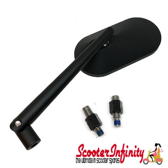 Mirror AGILA (1 piece, right or left, oval, black) (Vespa ET/LX/LXV/S/GTS/GTS Super/GTV /GT 60/GT/GT L)