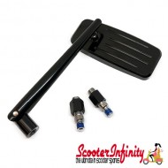 Mirror ACTION (1 piece, right or left, square, black anodised) (Vespa ET/LX/LXV/S/GTS/GTS Super/GTV /GT 60/GT/GT L) Mirror ACTION (1 piece, right or left, square, black anodised) (Vespa ET/LX/LXV/S/GTS/GTS Super/GTV /GT 60/GT/GT L)