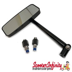 Mirror ACTION (1 piece, right or left, square, black anodised) (Vespa ET/LX/LXV/S/GTS/GTS Super/GTV /GT 60/GT/GT L) Mirror ACTION (1 piece, right or left, square, black anodised) (Vespa ET/LX/LXV/S/GTS/GTS Super/GTV /GT 60/GT/GT L)