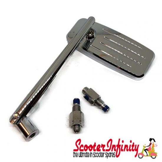 Mirror ACTION (1 piece right or left, square, chrome) (Vespa ET/LX/LXV/S/GTS/GTS Super/GTV /GT 60/GT/GT L)