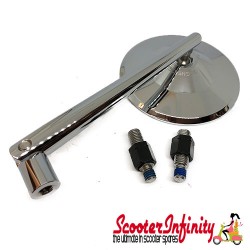 Mirror MONTANA (1 piece, right or left, square, chrome) (Vespa ET/LX/LXV/S/GTS/GTS Super/GTV /GT 60/GT/GT L)