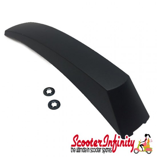 Mudguard Crest (Black, Aluminium, pin distance: 95mm, 195 mm, w 25 mm) (Vespa PX80-200/PE/Lusso /PX`98/MY)