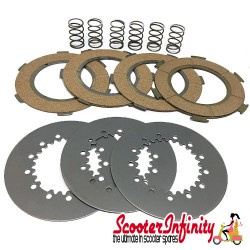 Clutch Plate Kit 4 Plate Conversion Kit NEWFREN (For 3 Plate Clutches) (96mm) (LML 2 Stroke, Vespa Cosa, PX125-150, GL, Super, Sprint)