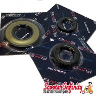 Oil Seal Kit Set Engine (24x35x6/ 31x62x4,3x5,8/ 27x42x10 mm, black/black/black) (Vespa PX80-200 E Lusso 2? /`98`MY`11/T5/Cosa)