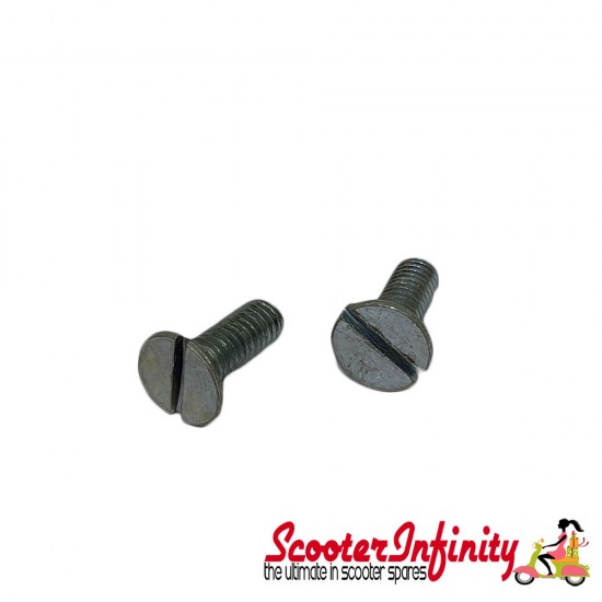 Light Switch Housing Screw PAIR (M6x10 mm, raised head, slot) (Lambretta GP, LI, SX, TV)