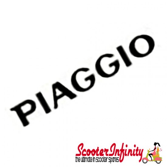 Badge PIAGGIO Horncover (black, fixation: adhesive,  78x15 mm) (Vespa PX `98/MY  legshield for Vespa ET2/ET4 50 -150ccm)