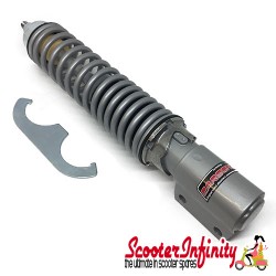 Shock Absorber Sebac Style Front Silver/Silver (Carbone) (Vespa PX125-200 / T5, T5 Classic / LML)
