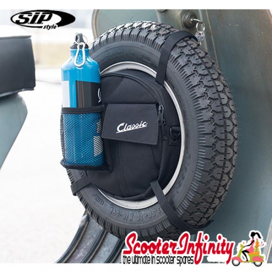 Bag Spare Wheel 10inch "Classic" (SIP) (Black) (24x5 cm) (Classic Vespa, Lambretta)