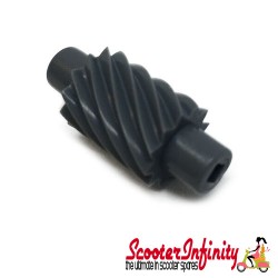 Speedo Drive Worm Gear (grey, 12 teeth, connection: 2,7mm, ? 12mm) (Vespa PX125-200E Lusso/PE/`98 /MY/ T5/Cosa)