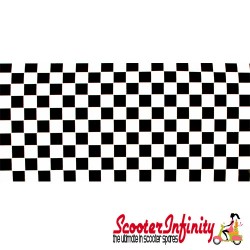 Sticker plaid (PAIR, 2 pcs, black/white,  L 530mm, W 65mm, 6mm, (ideal for Vespa PX side panel/fender!)