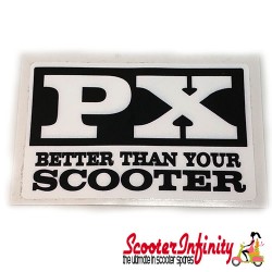 Sticker Emblem VESPA PX better than your  scooter (106mm, 66mm) (Vespa PX)