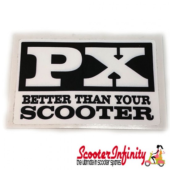 Sticker Emblem VESPA PX better than your  scooter (106mm, 66mm) (Vespa PX)