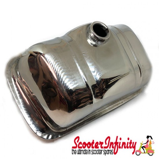 Fuel Tank Lambretta Stainless Steel Polished (125 LI  /Special/GP/DL/150 LI /Special/SX/GP/175 TV (2? -3?)/200 TV/SX/GP/DL)