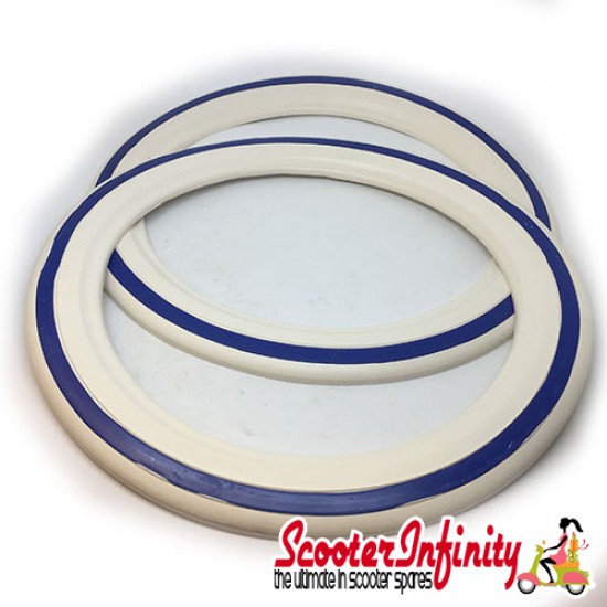 Whitewall Insert Rings 10" (White / Blue) (Vespa / Lambretta)
