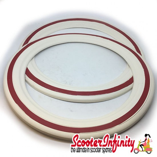 Whitewall Insert Rings 10" (White / Red) (Vespa / Lambretta)