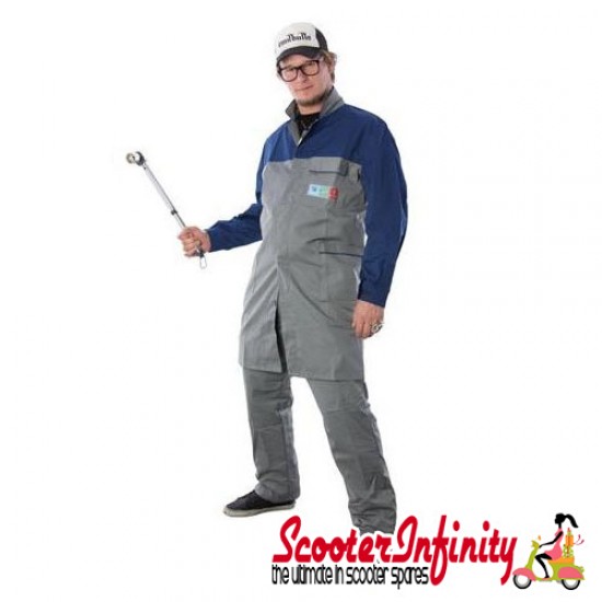 PIAGGIO Overalls (Piaggio Print on Front & Rear) (Grey / Blue) Mechanic Work Clothing PIAGGIO Overalls (Piaggio Print on Front & Rear) (Grey / Blue) Mechanic Work Clothing