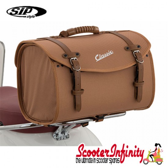 Case Top Box / Roll Bag Classic SIP Style - VESPA PX GTS/GT/GTV/LX LAMBRETTA (FITS TO ANY CARRIER) (35L) (Beige or Brown)