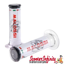 Handlebar Twist Grips MALOSSI (White / 20/25mm / Without Opening at Handlebar End) Handlebar Twist Grips MALOSSI (White / 20/25mm / Without Opening at Handlebar End)