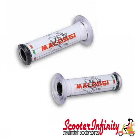 Handlebar Twist Grips MALOSSI (White / 20/25mm / Open and Handlebar End)