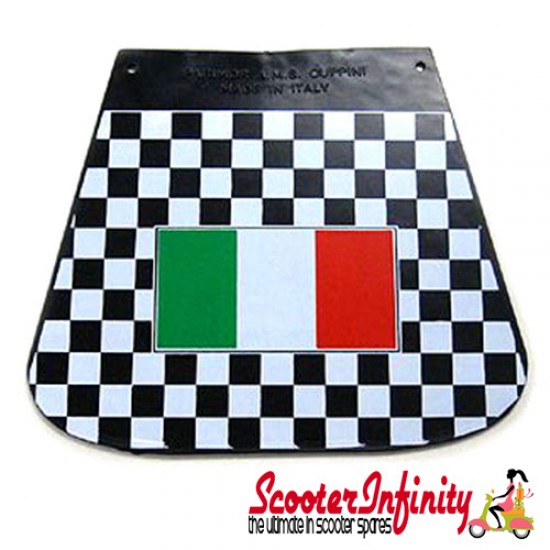 Mudflap Black & White Check Chequered (Italian Flag Emblem) (Universal Fitment)