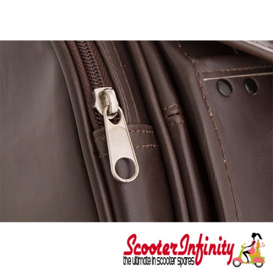 Case Top Box / Roll Bag Classic SIP Style - VESPA PX GTS/GT/GTV/LX LAMBRETTA (FITS TO ANY CARRIER) (35L) (Brown Faux Leather)