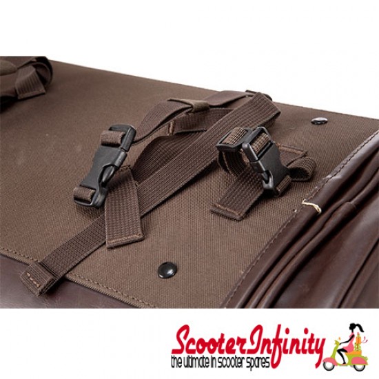 Case Top Box / Roll Bag Classic SIP Style - VESPA PX GTS/GT/GTV/LX LAMBRETTA (FITS TO ANY CARRIER) (35L) (Brown Faux Leather)