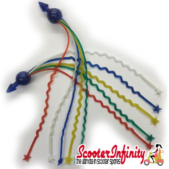 Handlebar End Streamers (Tassels) (Multicolour Starred Ends 180mm) (Universal Fitment) Handlebar End Streamers (Tassels) (Multicolour Starred Ends 180mm) (Universal Fitment)